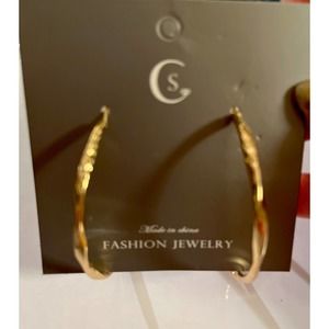 2 Inch yellow gold tone hoop earrings fashion jewelry